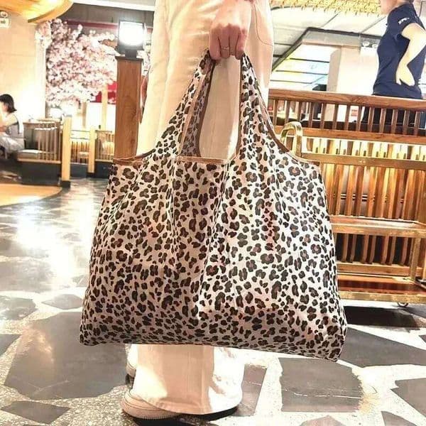 Tote Large Capacity Leopard Print Hand Shopping Women's Everyday Folding Handbag Shoulder Bag Cabas Beach Bags