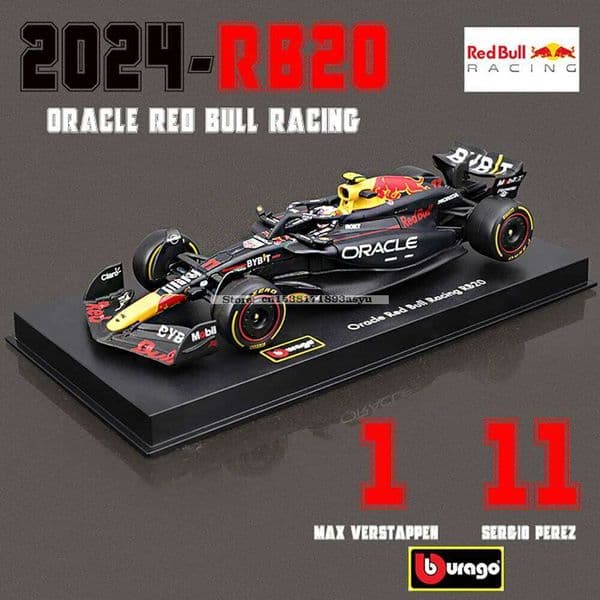 Bburago 1:43 2024 F1 Red Bull Racing RB20 1# Verstappen 11# Perez racing simulation model alloy car toy collection Y260130