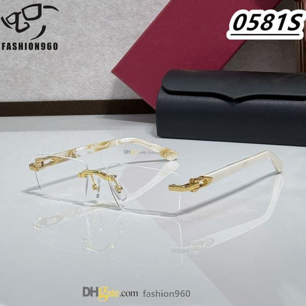 Rimless Classic Frames with Custom Sun Lenses square Carter sunglasses titianium precious optical leopard lightweight Eyewear prescription frame lenses 0581S