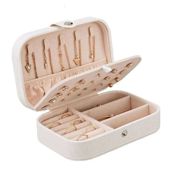 Portable Box Organizer Display Travel Jewelry Case Boxes Button Leather Storage Zipper Jewelers Joyero 26W0131