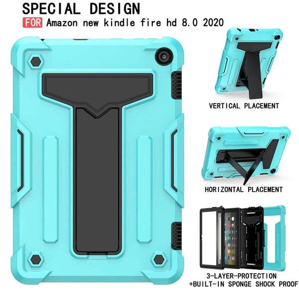 Case for Amazon Fire HD 8 2020 10th Generation Hybrid Cover Shockproof Built-in Functional Kickstand Tablet Shell Capa H260131