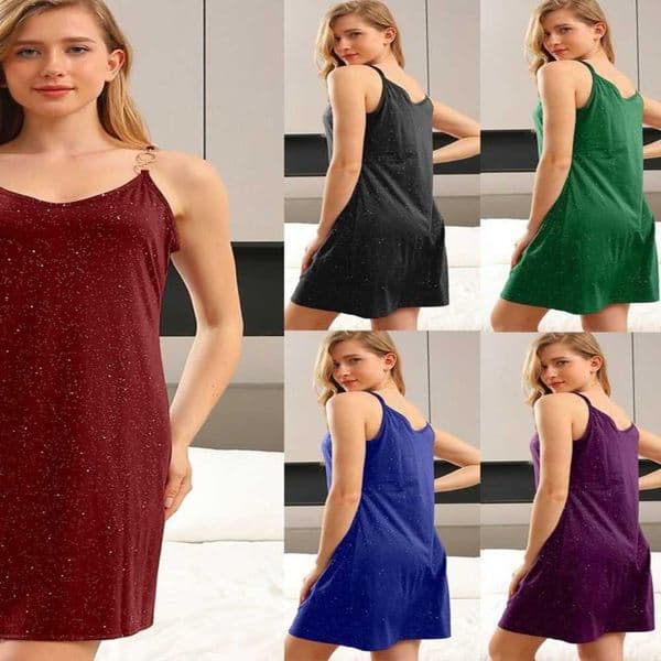 dresses for woman fashion Strap tank top womens clothing summer sexy Sleeveless Evening dress Diamond embellishment Mid length Solid color V shaped collar skirt