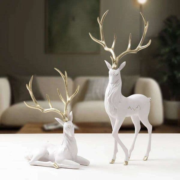 High End Deer Statue Reindeer Figurines Resin Sculpture For Living Room Luxury Home Decoration Nordic Tabletop Ornaments New 26H0131