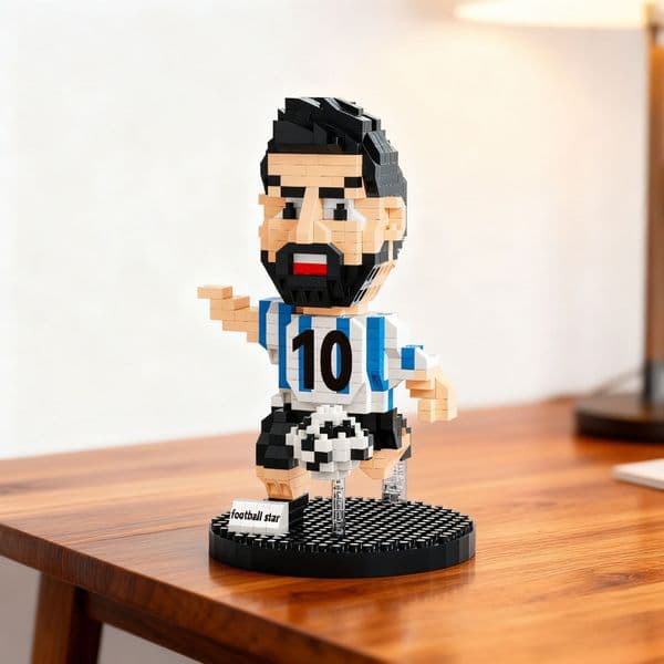 Cross-border new micro-particle building football player educational assembly toy creative display model