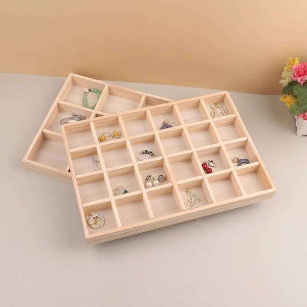 Wooden Jewelry Display Stackable Exquisite Holder Portable Ring Earrings Necklace Organizer Box organizator de boys 26W0131