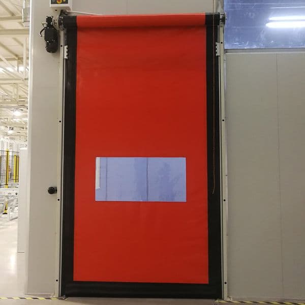 Self-resetting PVC rapid roll-up doors and sensor-activated soft rapid doors available in custom sizes.