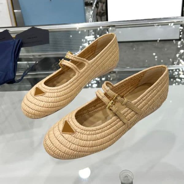 Women Espadrilles Designer Raffia Dress Shoes Strap Loafers Flat Heels Ballet Shoes Outdoor Leisure Shoes Vintage Black Khaki Casual Shoes Mary Janes Z260519