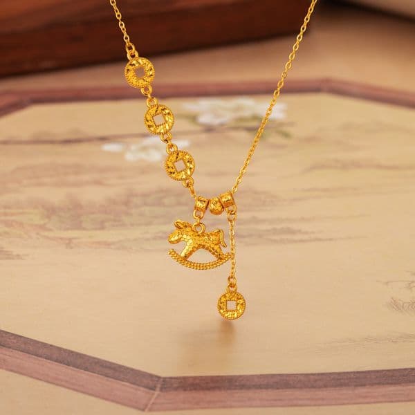 Spit Ice Little Copper Coin Tassel Necklace For Women 2026 New Model Carousel Horse Year Design Niche Light Luxury Collarbone Chain