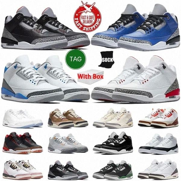 with Box 3 Sail Metallic Sier Basketball Shoes 3s White Cobalt Bliss Denim Pink Glow Starfish Men Pure Money Seoul 20 Sneakers R0rH#