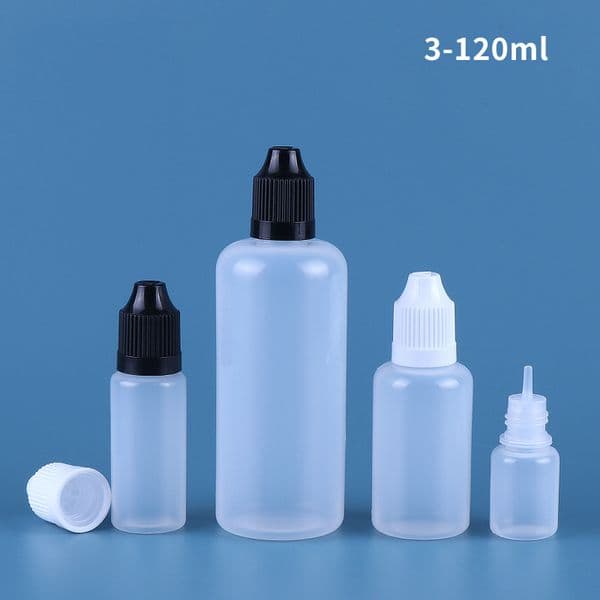 wholesale Empty 5ml 10ml 15ml 20ml 30ml 50ml 60ml 100ml PE Plastic Dropper Bottles Translucent Needle Childproof Caps For Essential Liquid Juice Cosmetic