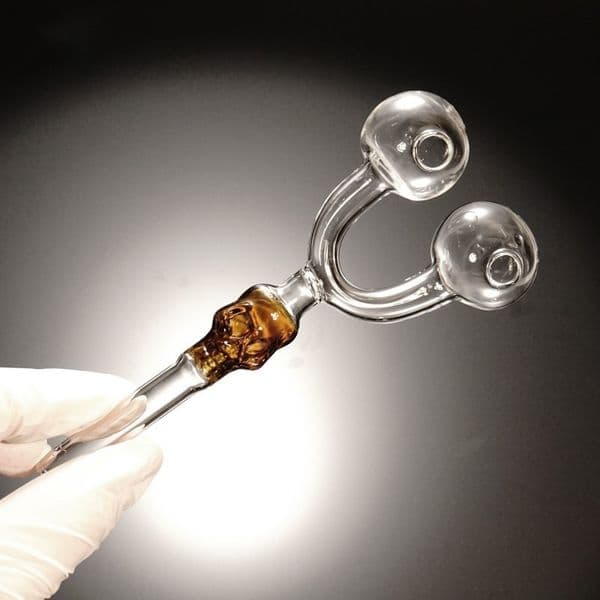 Double-headed Oil Burner Pipe Glass Pipe with Skull shaped Tube Smoking Hand Pipe