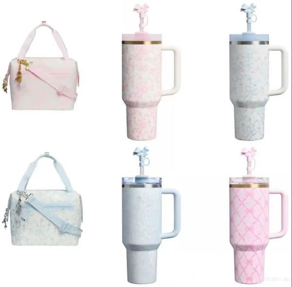 New style 40oz Thermos cup Stainless Steel Water Bottle Vacuum Insulated Tumbler lunch box bag with cup LeakProof Lid Handle Travel Mug for Car Camping Gym W L260513
