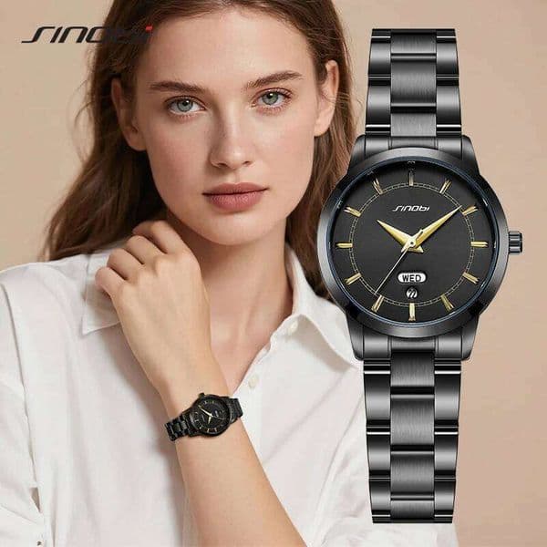 SINOBI Ladies Stainless Steel es Fashion Design Women's Quartz Wristes Elegant Female Business Clock H260228