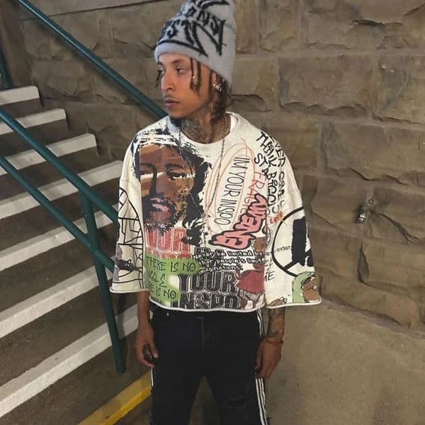 Y2K T Shirt Mid Long Sleeve Men Women Punk Hip Hop Graffiti Style Graphic Printed Oversized T Shirt Harajuku Loose Short Sleeved 260228BJ