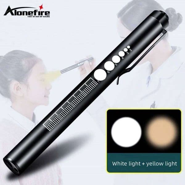 2-in-1 LED Penlight With Pupil Gauge Type-C USB Rechargeable Ldeal Medical First Aid Work Camping Hike Child Emergency Lighting Z260301