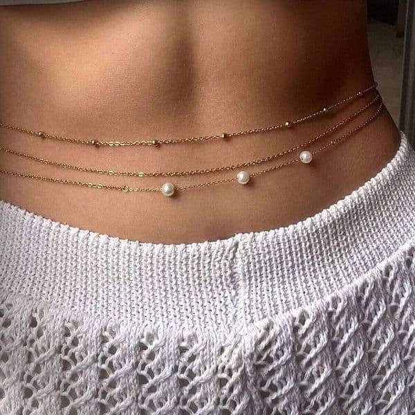3Pcs Simple Boho Bikini Belly Chains for Women Sexy Gold Silver Color Imitation Pearl Waist Trendy Summer Beach Body Chain H260228 thumbnail 2