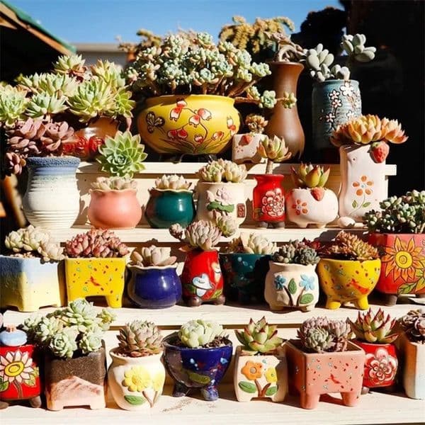 Yard Decor landscape Ceramic Flower Pot Succulent Cactus Planter Garden S Outdoor Home Decoration Windowsill Garden Ornament thumbnail 2