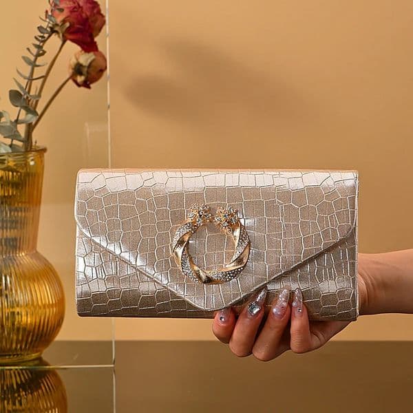stone print simple clutch bag Wedding party dinner bag Retro large capacity fashion clutch bag Metal chain shoulder bag 260227