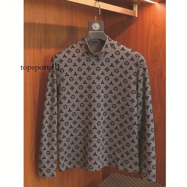 European High-Quality Light Luxury Half-Turtle Neck Long-Sleeve T-Shirt Men's Trendy Autumn Winter Niche Letter Inner Layer Base Shirt