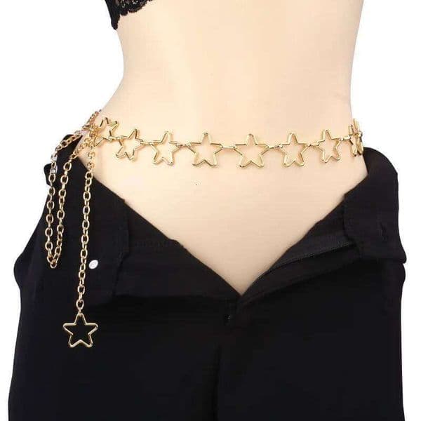 European and American Women's Hollow Star Decorative Body Simple Versatile Fashion Waist Chain for Jeans H260228 thumbnail 2
