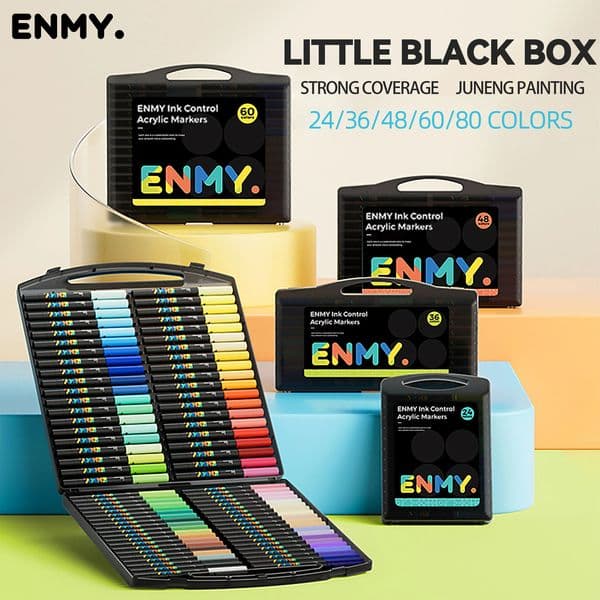 ENMY Acrylic Paint Markers Pen Soft Head Direct Liquid Graffiti Painting QuickDry Pigments Art Supplies for Felt 260227