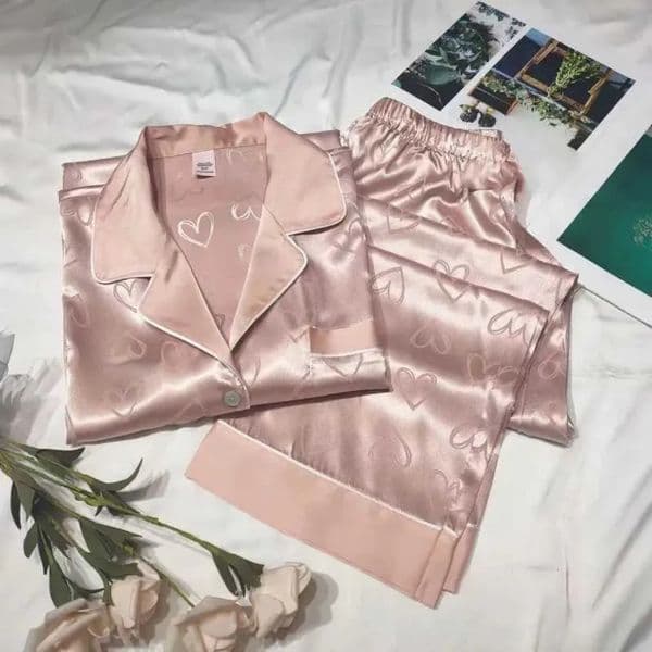 2026 New Lingerie Girls Faux Ice Silk Pyjamas Ladies Longsleeved Lace Green Premium Feeling Twopiece Set Of Sweet Loungewear pijamas woman Love Blue Cloth Free