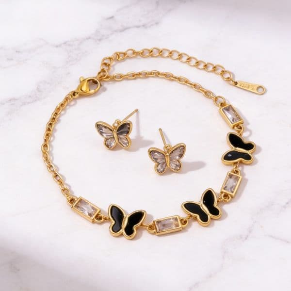 Niche Design Butterfly Inlaid Zircon Square Chain Titanium Steel Bracelet For Women Luxury Fashion Waterproof Anti-Allergy Elegant Jewelry Gift