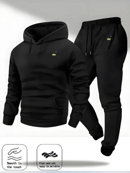 Crown Printed AutumnWinter Fashion Hooded Sportswear Outdoor Versatile Casual and Pants 260302
