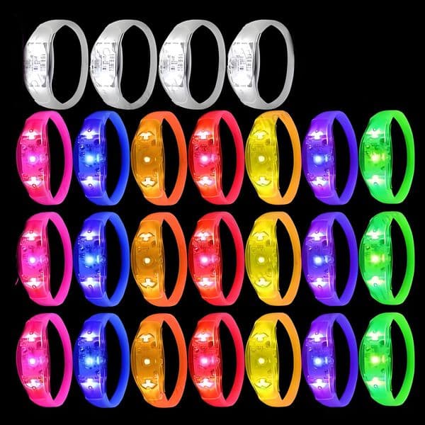 3 LED Lights Music&Sound Activated Led Bracelets Rhythmic Audio Light up Switch Bracelets Wedding Party Accessories for Concert Birthday