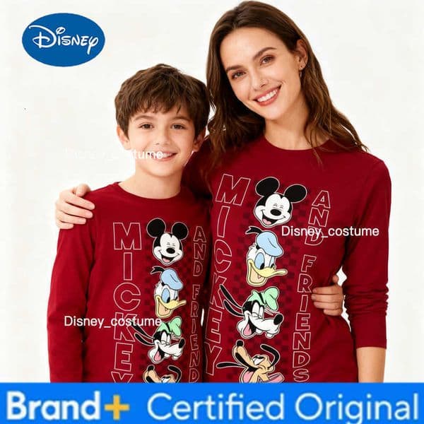 Disney Mickey Mouse And Friends Adult Kids Long Sleeve T-Shirts Family Matching Outfits Summer Quick-dry Comfy Soft Stretchy H260302
