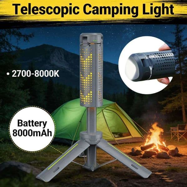 Telescopic Waterproof Flashlights 8000mAh Battery 1000 Lumens Type C Multi Modes for Hiking Fishing Travel Emergency C260302