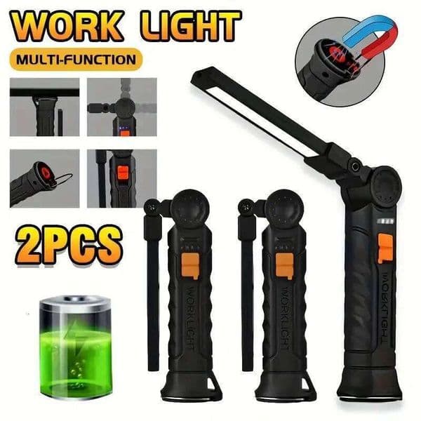 Multifunctional Folding Work Portable Rechargeable Flashlight Hook Magnetic Camping Light Outdoor Car Repair Emergency C260302