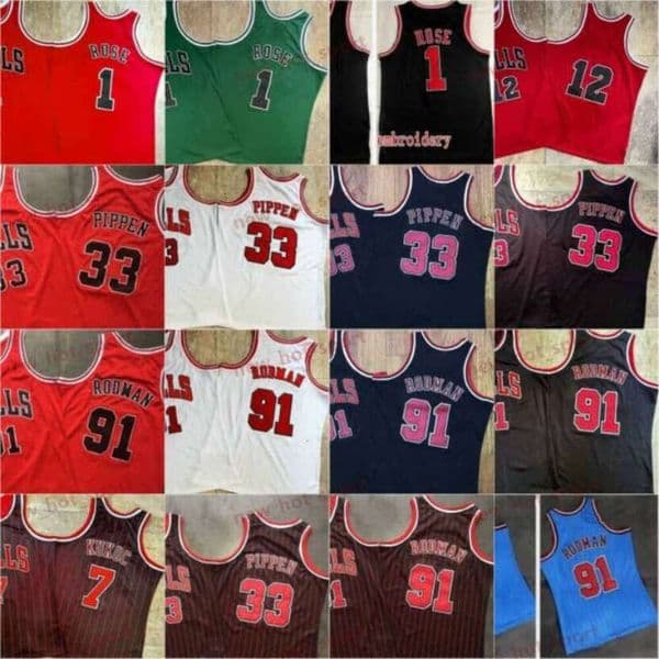 Vintage Authentic Basketball Jerseys Derrick Rose Toni Kukoc Kirk Hinrich Scottie Pippen Dennis Rodman 1995 1996 1997 1998 Swingman Mesh Embroidery Logos Stitched
