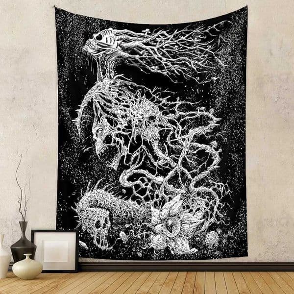 VIKAMA Cthulhu Style Twisted Roots Tapestry Dark Abstract Art Wall Hanging for Bedroom Gaming Room Gothic Decor S260228