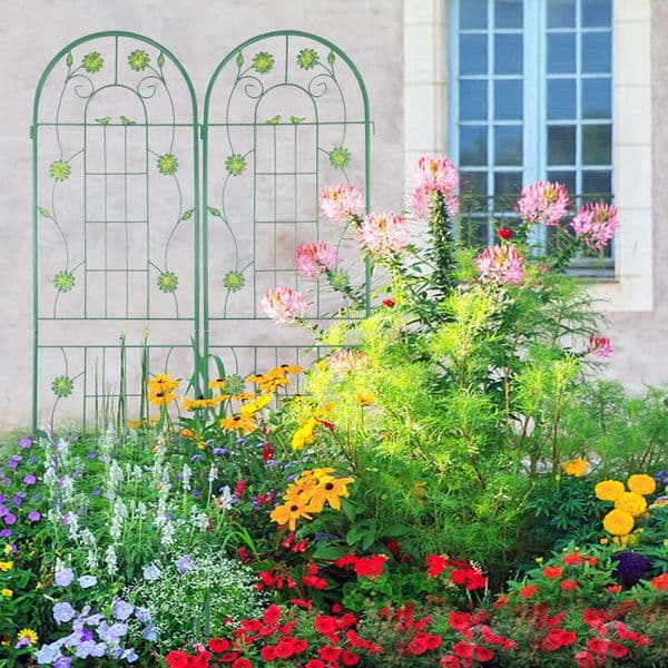 2 Pack Metal Garden 71" x 19.7" Rustproof Trellis for Climbing Plants Outdoor Flower Support Green