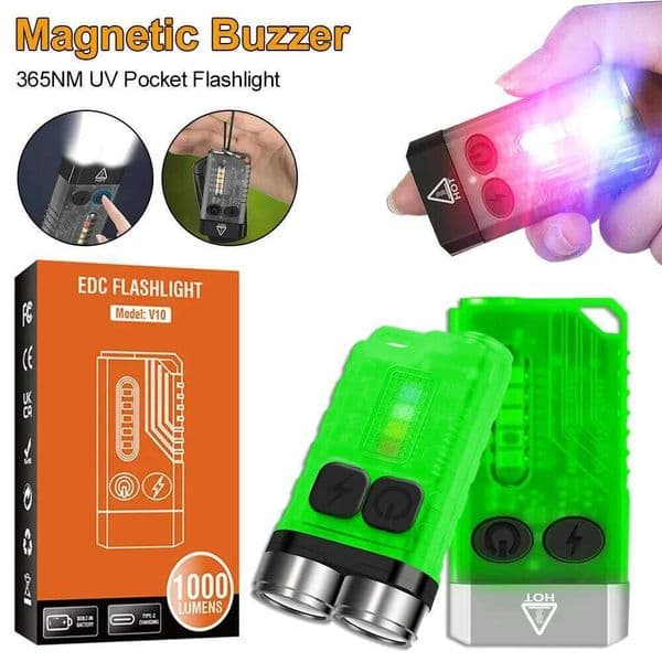 V3/V10 EDC Flashlight Keychain Light Type-C Rechargeable Portable Super Bright Mini Torch with Magnet UV Camping Pocket Lantern C260302