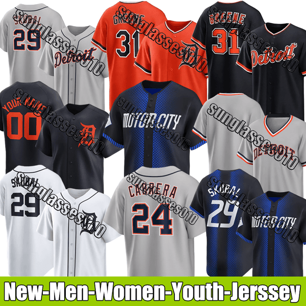 Tigers Jerseys #31 Greene #20 Torkelson Jerseys #29 Skubal #28 Baez Jerseys Custom City Baseball Jerseys