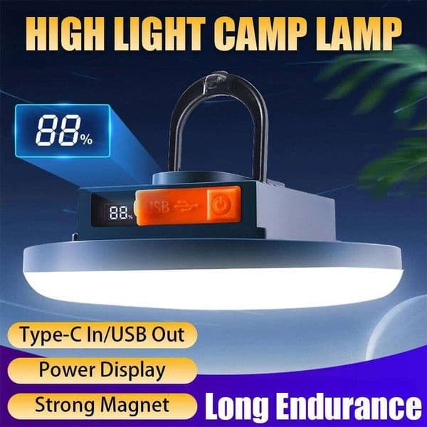100W Rechargeable Powerful Camping Lantern with Magnet,4500mah Strong Portable Flashlight Tent Lamp LED Work Light C260302