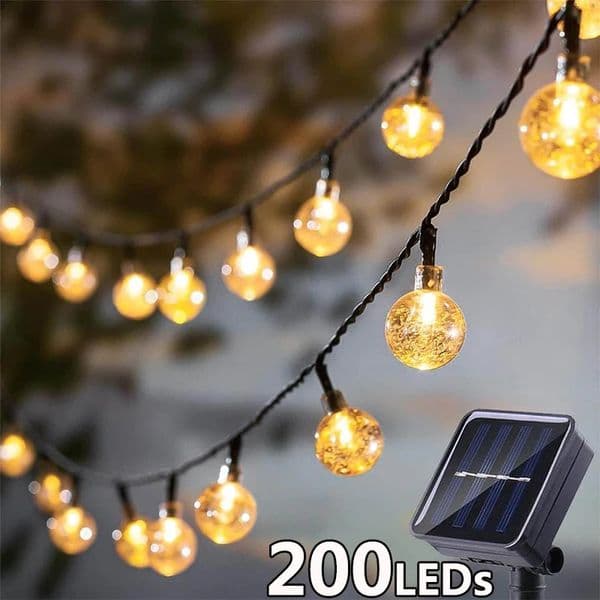 Solar String Lights Outdoor Crystal Fairy Light Chritmas Garland 8 Modes Waterproof Patio for Garden Party Decor 260228