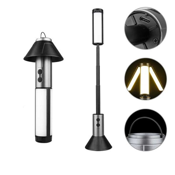 Portable Telescopic Searchlight Folding LED Flashligh 3-head Rechargeable Outdoor Car Repair Working Camping Tent Light X260302