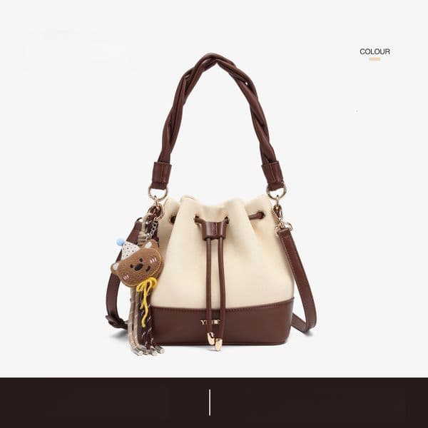 2026 Free Hanging Ornament Melad Color Series Bucket Bag Braided Handheld Crossbody Pleated Luxury Handbag Small Tote Bag