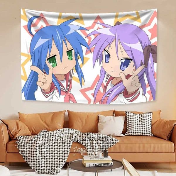 Kawaii Anime Tapestries Lucky Star Izumi Konata Japanese Home Decor Wall Hanging Carpets Bedroom Background Friend Gift S2602280DMG