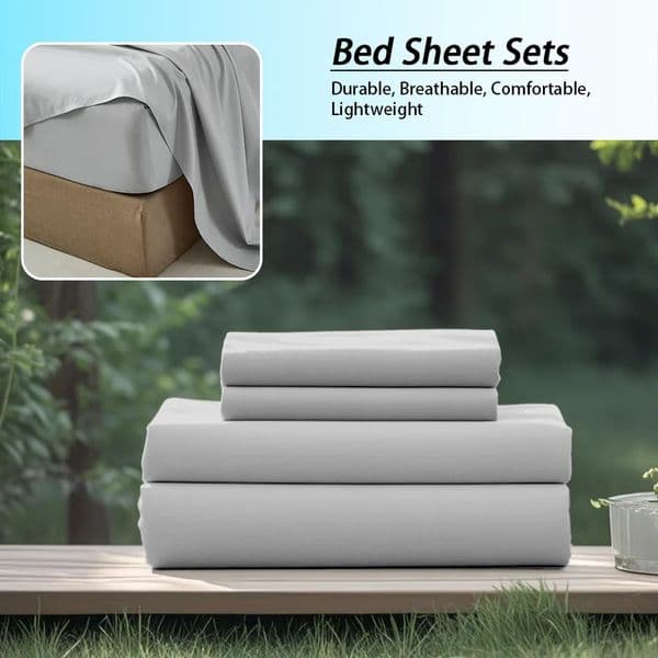 34Pcs soft solid color fashionable home bedding set suitable for all seasons1 fitted sheet 1 flat 2 pillowcases 260228