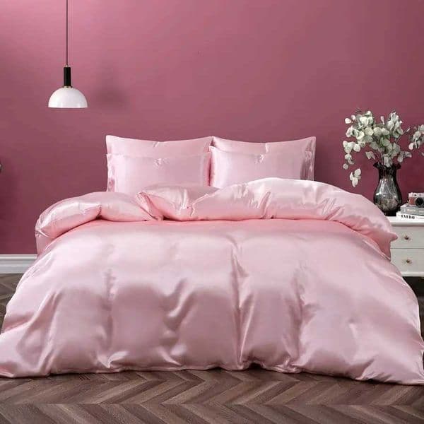 5 Pieces Satin Duvet Cover Full Queen Size Set Luxury Silky Like Blush Pink Duvet Cover Bedding Set with Zipper Closure 1 Duve X260302