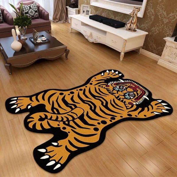 VIKAMA Cartoon Shaped Tiger Carpet Living Room Children's Bedroom Bedside Rugs Home Decor Non-Slip Kitchen Balcony Floor Mats T260302