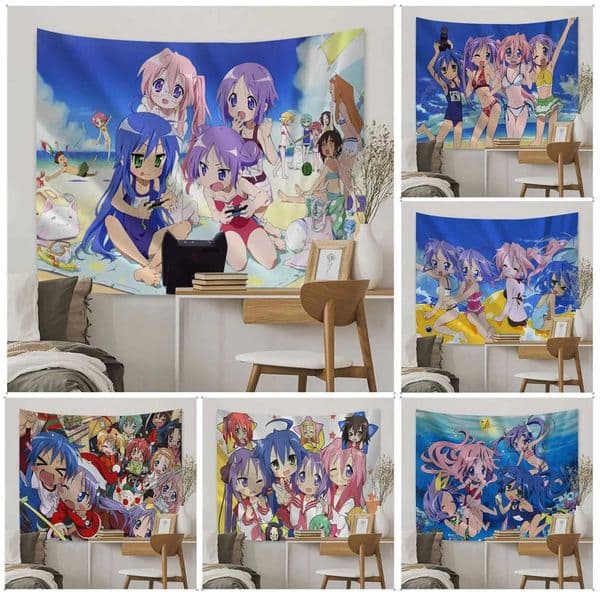 Lucky Star Izumi Konata Chart Tapestry Wall Hanging Decoration Household Wall Art Decor S260228