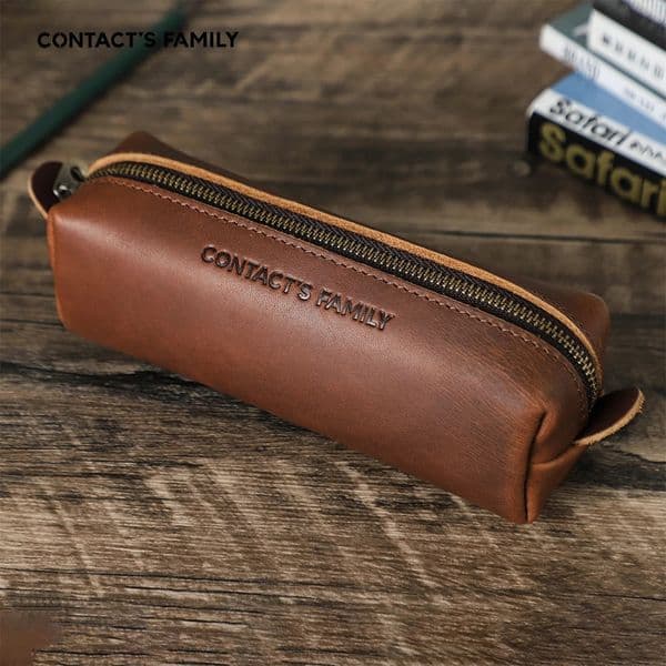 Retro Leather Pencil Case High Capacity Business Pencil cases For Kids Girl Boy School Office Pen Bag Pouch Stationery Supplies 260227BJ