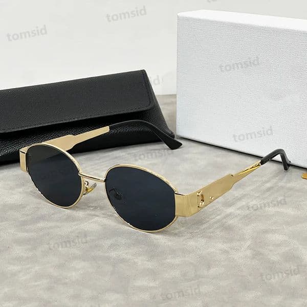Oval Glasses Designer Sunglasses Metal Mirror Legs Green Lens Sunglasses Retro Round Sunglass Frame Sexy Little Women Mens Sun Glasses