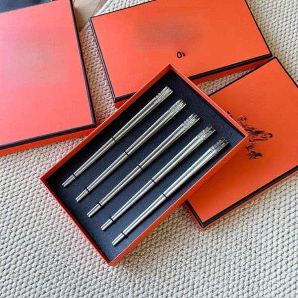 Premium Food Preparation Accessories - Solid Flat 304 Grade Metal Chopstick Set