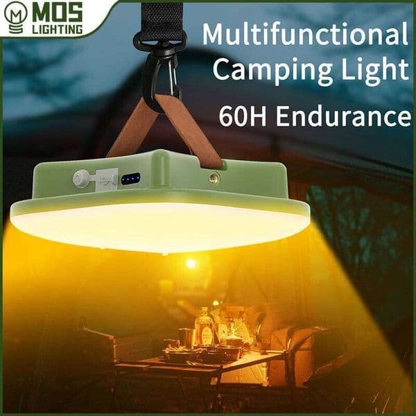 MOSLIGHTING Solar Camping Lantern Rechargeable Outdoor Hang Tent Lamp Portable Flashlight Work Maintenance Emergency Lighting C260302
